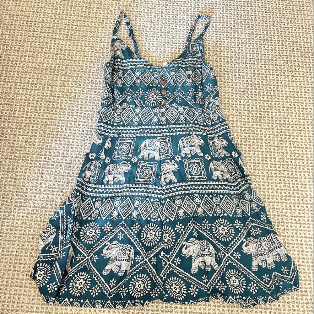 Teal Patterned Flowy Top